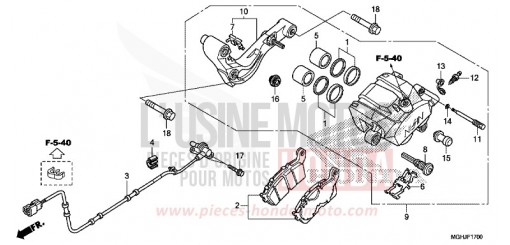 REAR BRAKE CALIPER VFR1200XJ de 2018
